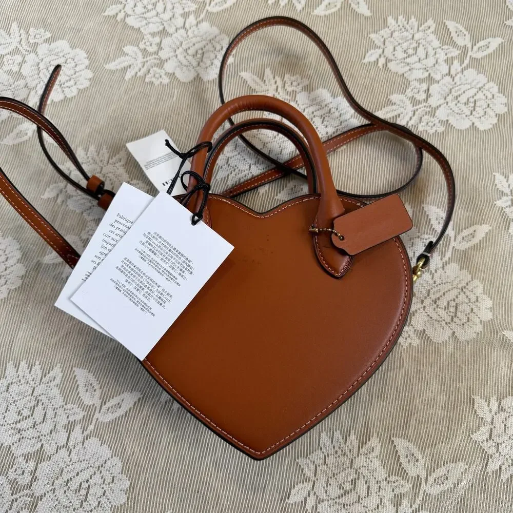 Coach Glovetanned Leather Heart Bag Burnished Amber NWT